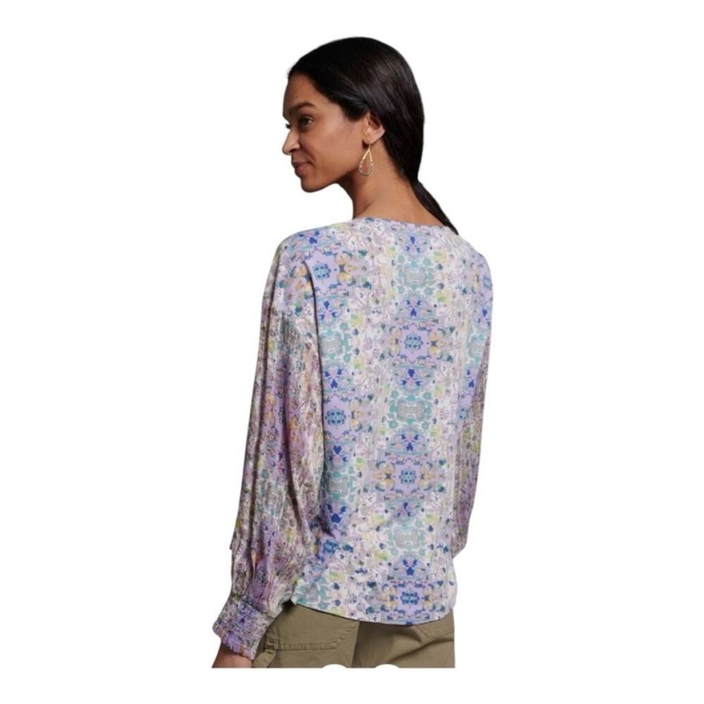 Anthropologie Odetta Fairycore Embroidered Boho Top Purple - Picture 3 of 9